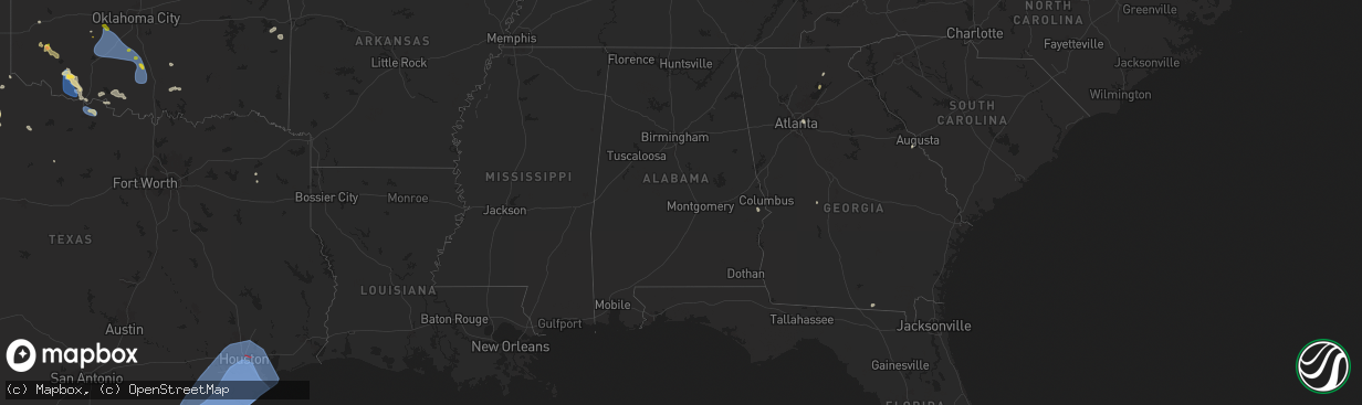 Hail map in Alabama on July 7, 2024