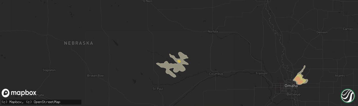 Hail map in Albion, NE on July 7, 2024