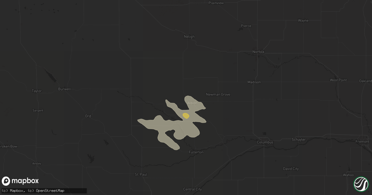Hail map in Albion, NE on July 7, 2024