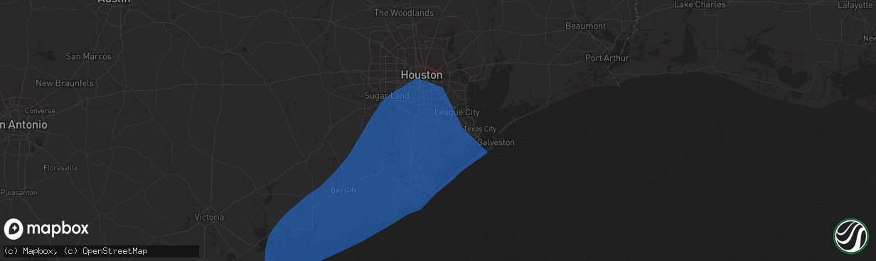 Hail map in Alvin, TX on July 7, 2024