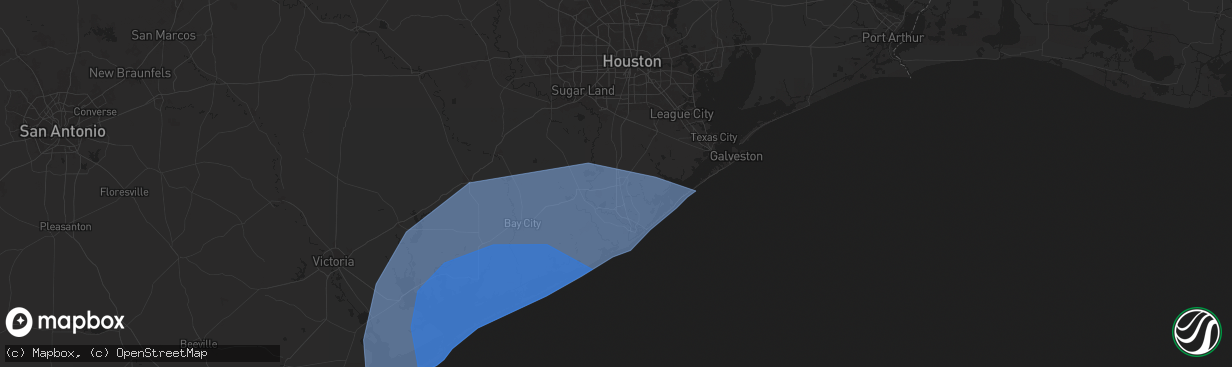 Hail map in Angleton, TX on July 7, 2024