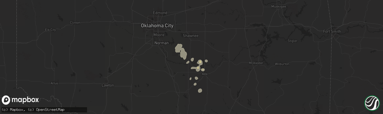 Hail map in Asher, OK on July 7, 2024