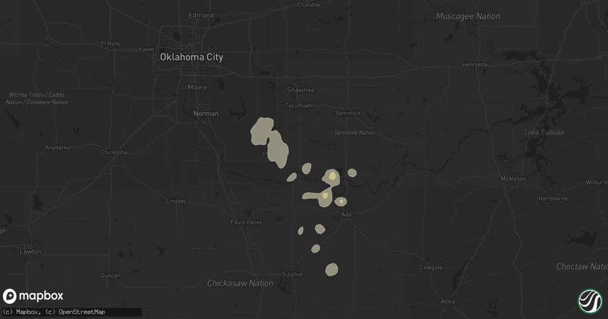 Hail map in Asher, OK on July 7, 2024