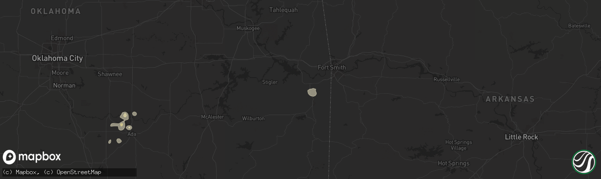 Hail map in Bokoshe, OK on July 7, 2024