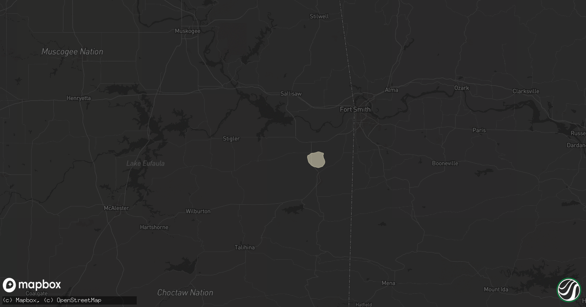 Hail map in Bokoshe, OK on July 7, 2024
