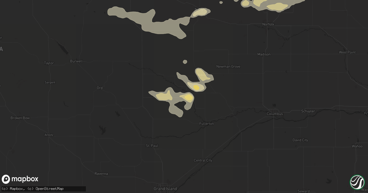 Hail map in Cedar Rapids, NE on July 7, 2024
