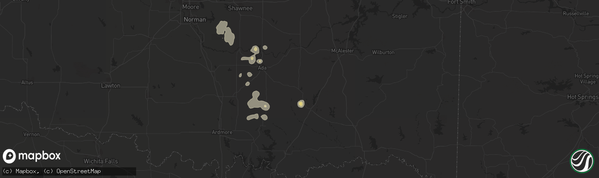 Hail map in Coalgate, OK on July 7, 2024