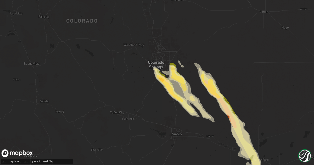 Hail map in Colorado Springs, CO on July 7, 2024