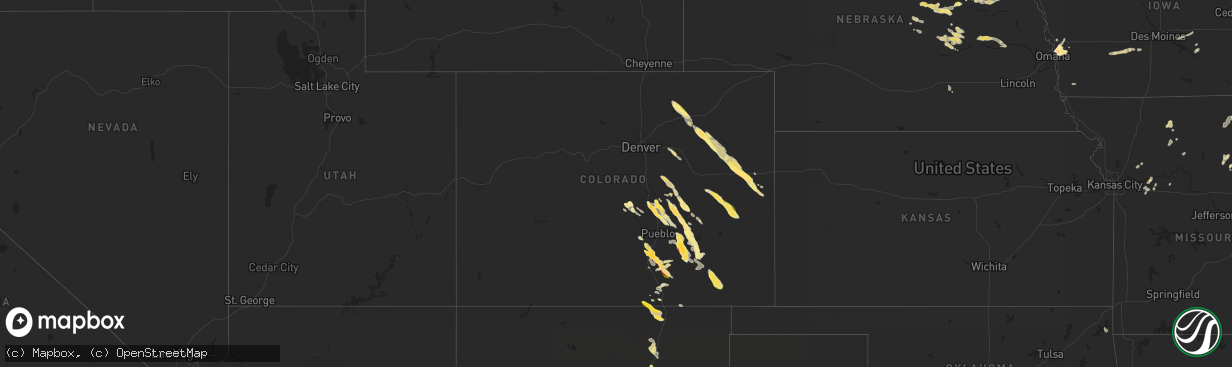 Hail map in Colorado on July 7, 2024