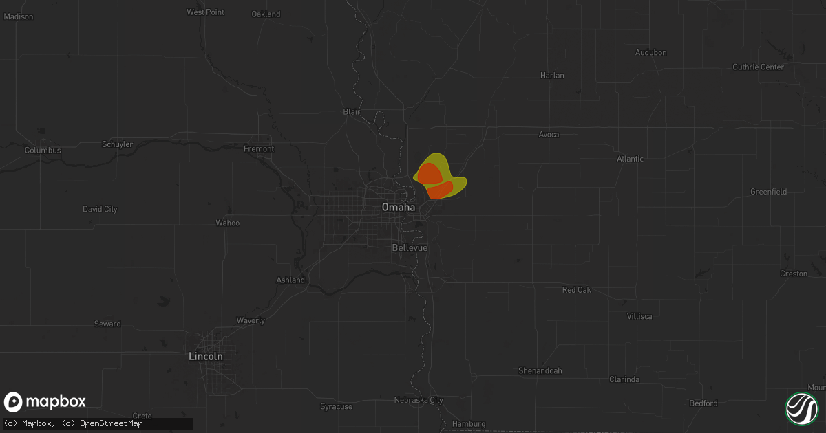Hail map in Council Bluffs, IA on July 7, 2024