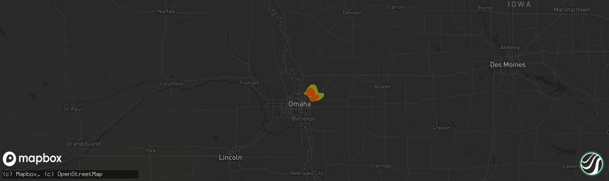 Hail map in Crescent, IA on July 7, 2024