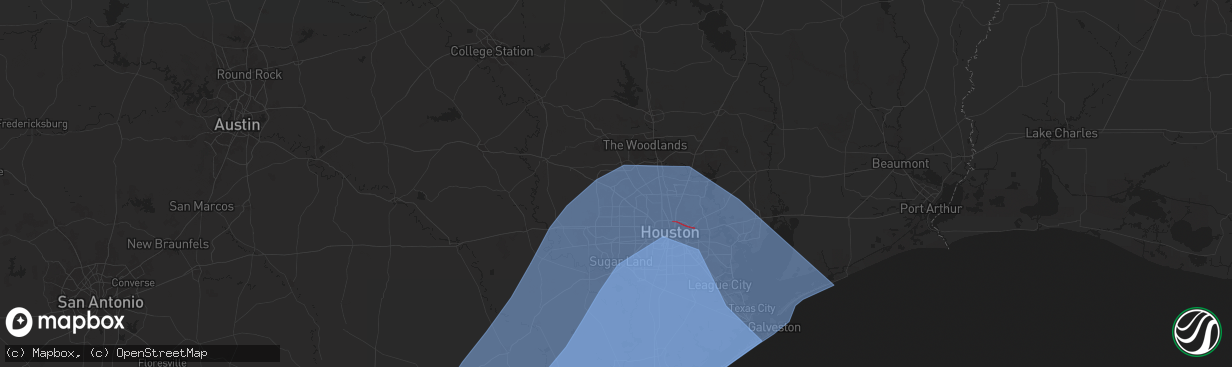 Hail map in Cypress, TX on July 7, 2024