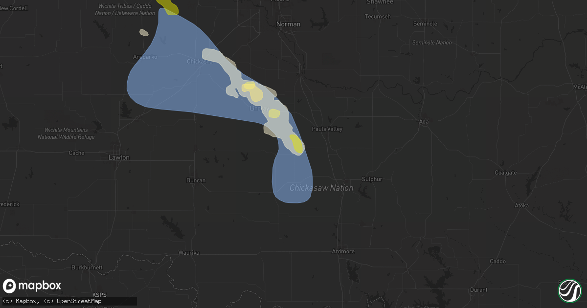 Hail map in Elmore City, OK on July 7, 2024