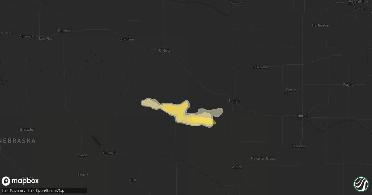 Hail map in Ewing, NE on July 7, 2024