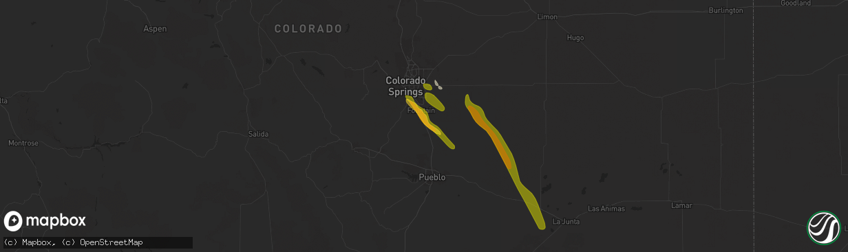 Hail map in Fountain, CO on July 7, 2024