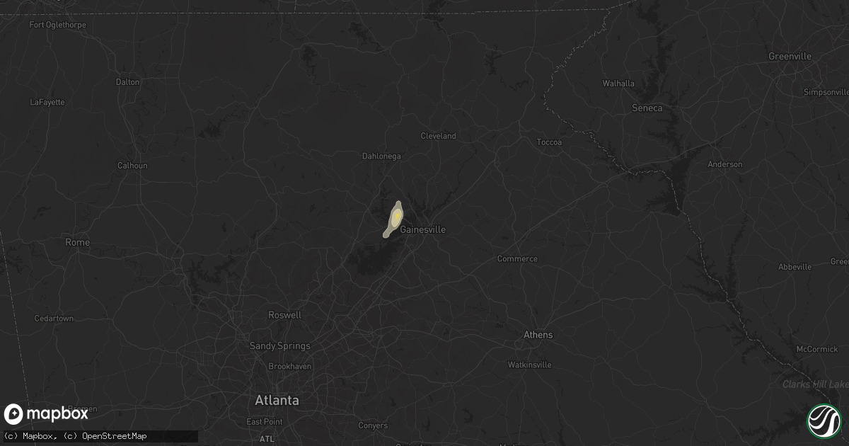 Hail map in Gainesville, GA on July 7, 2024