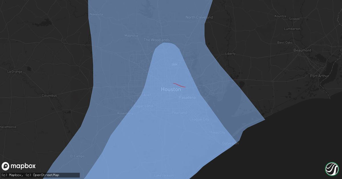 Hail map in Houston, TX on July 7, 2024