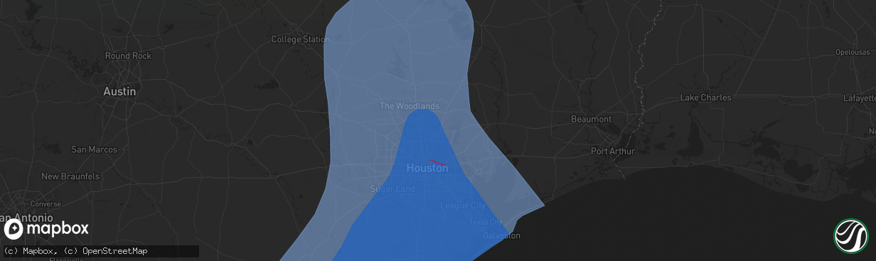 Hail map in Humble, TX on July 7, 2024