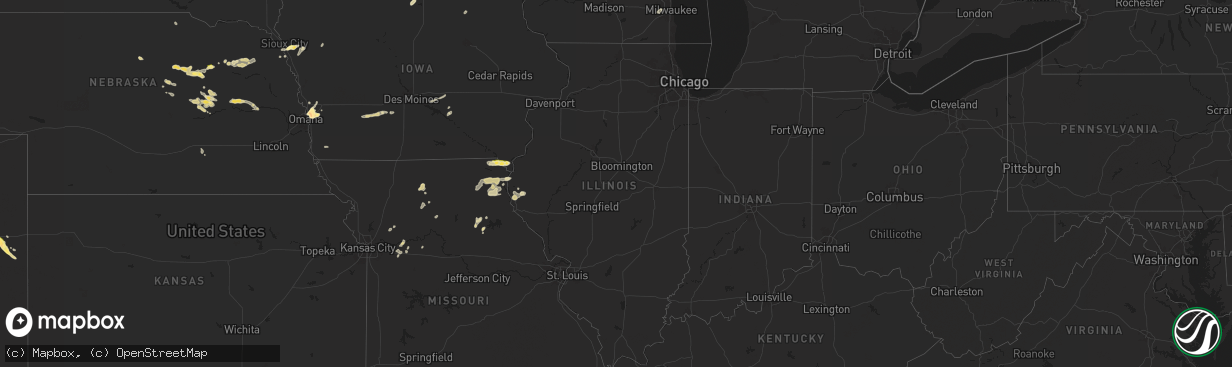 Hail map in Illinois on July 7, 2024