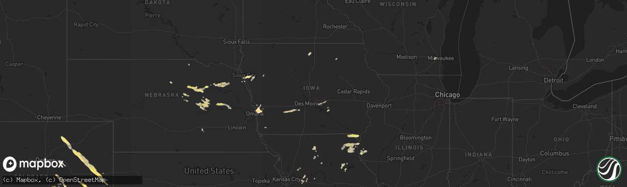 Hail map in Iowa on July 7, 2024