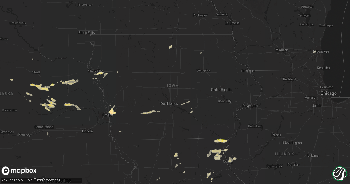Hail map in Iowa on July 7, 2024