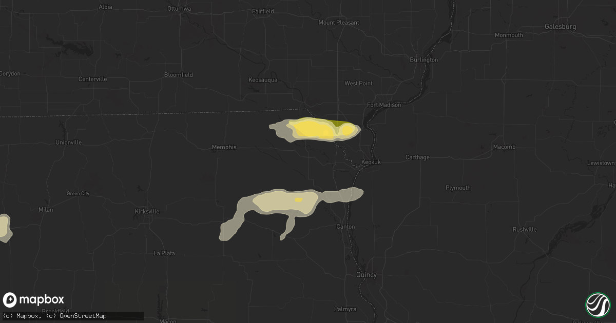 Hail map in Kahoka, MO on July 7, 2024