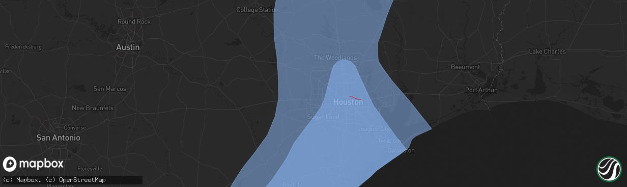 Hail map in Katy, TX on July 7, 2024