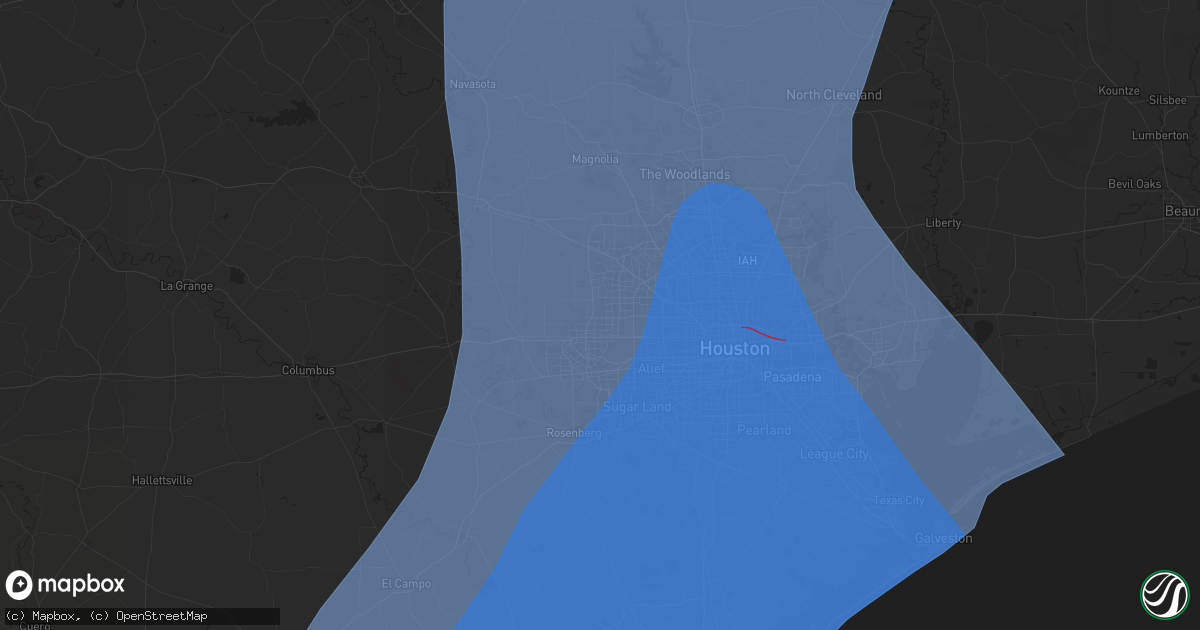 Hail map in Katy, TX on July 7, 2024