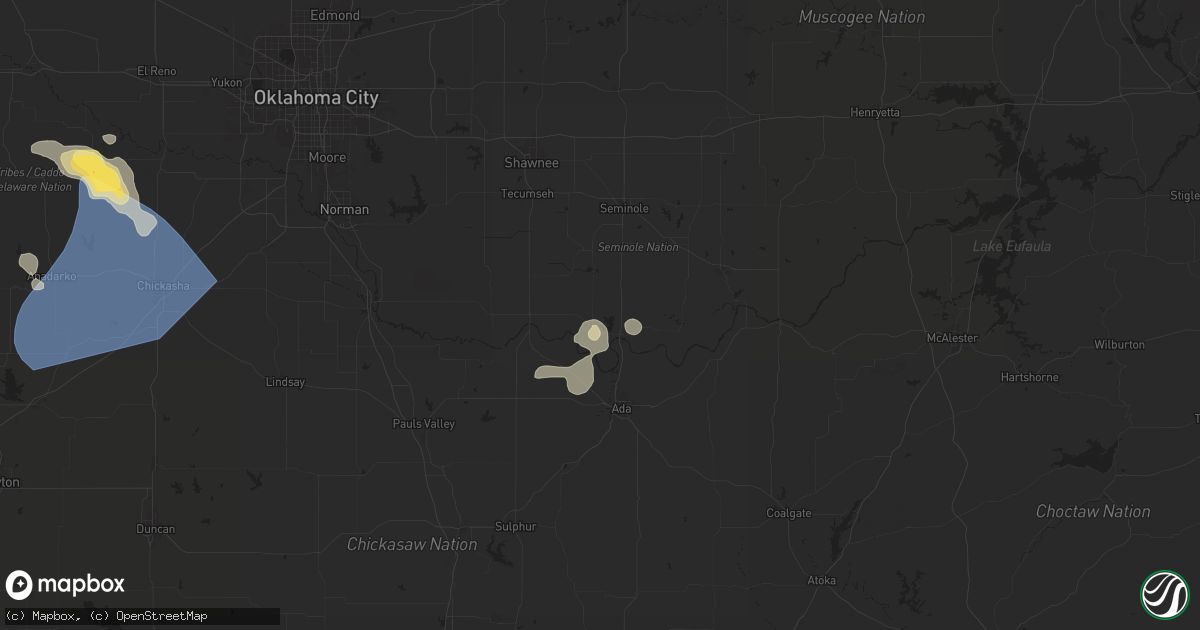 Hail map in Konawa, OK on July 7, 2024