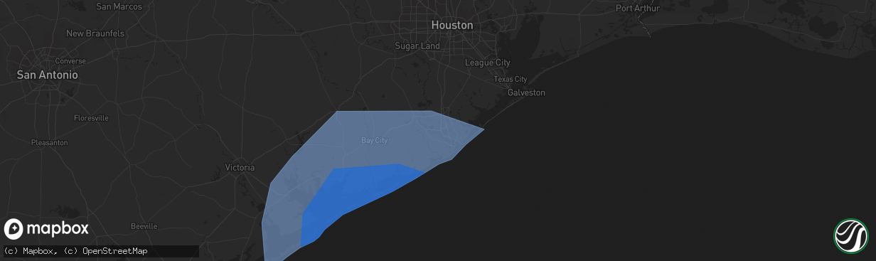 Hail map in Lake Jackson, TX on July 7, 2024