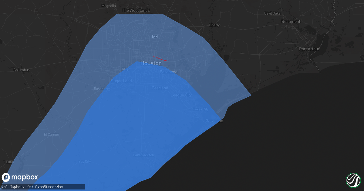 Hail map in League City, TX on July 7, 2024