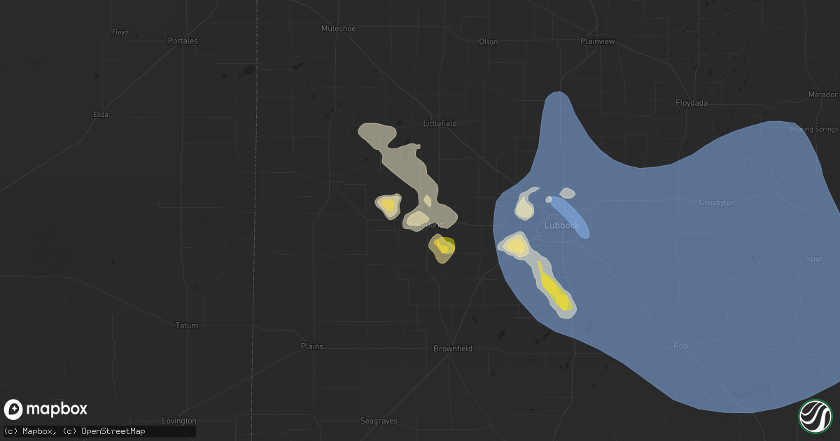 Hail map in Levelland, TX on July 7, 2024