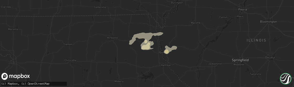 Hail map in Lewistown, MO on July 7, 2024