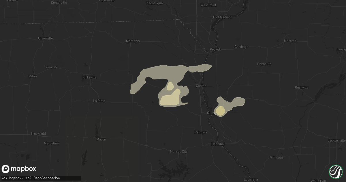Hail map in Lewistown, MO on July 7, 2024
