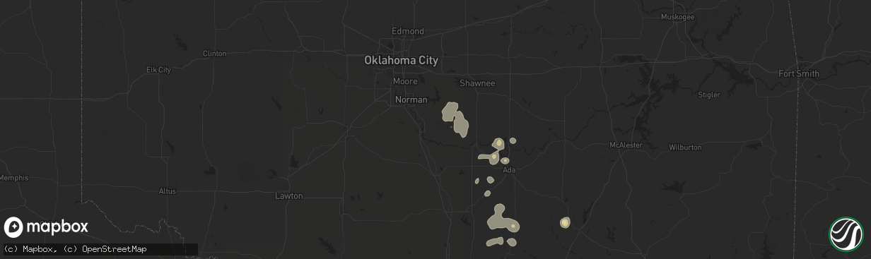 Hail map in Lexington, OK on July 7, 2024