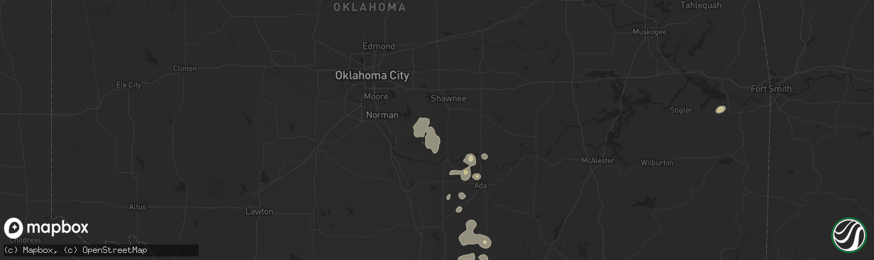 Hail map in Macomb, OK on July 7, 2024