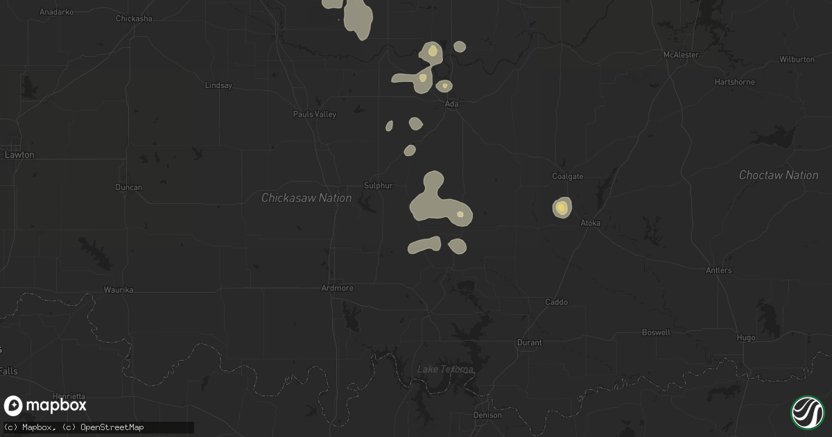 Hail map in Mill Creek, OK on July 7, 2024