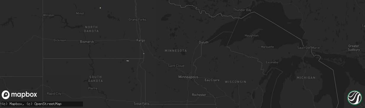 Hail map in Minnesota on July 7, 2024