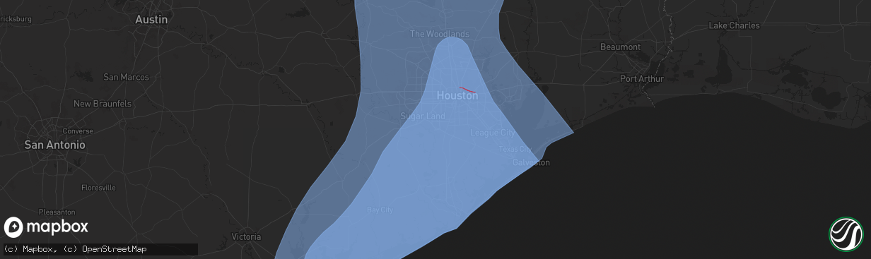 Hail map in Missouri City, TX on July 7, 2024