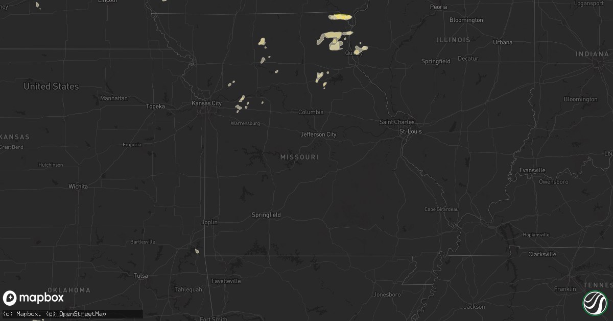 Hail map in Missouri on July 7, 2024