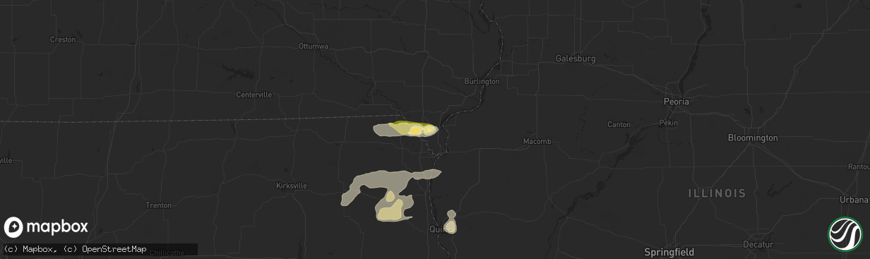 Hail map in Montrose, IA on July 7, 2024