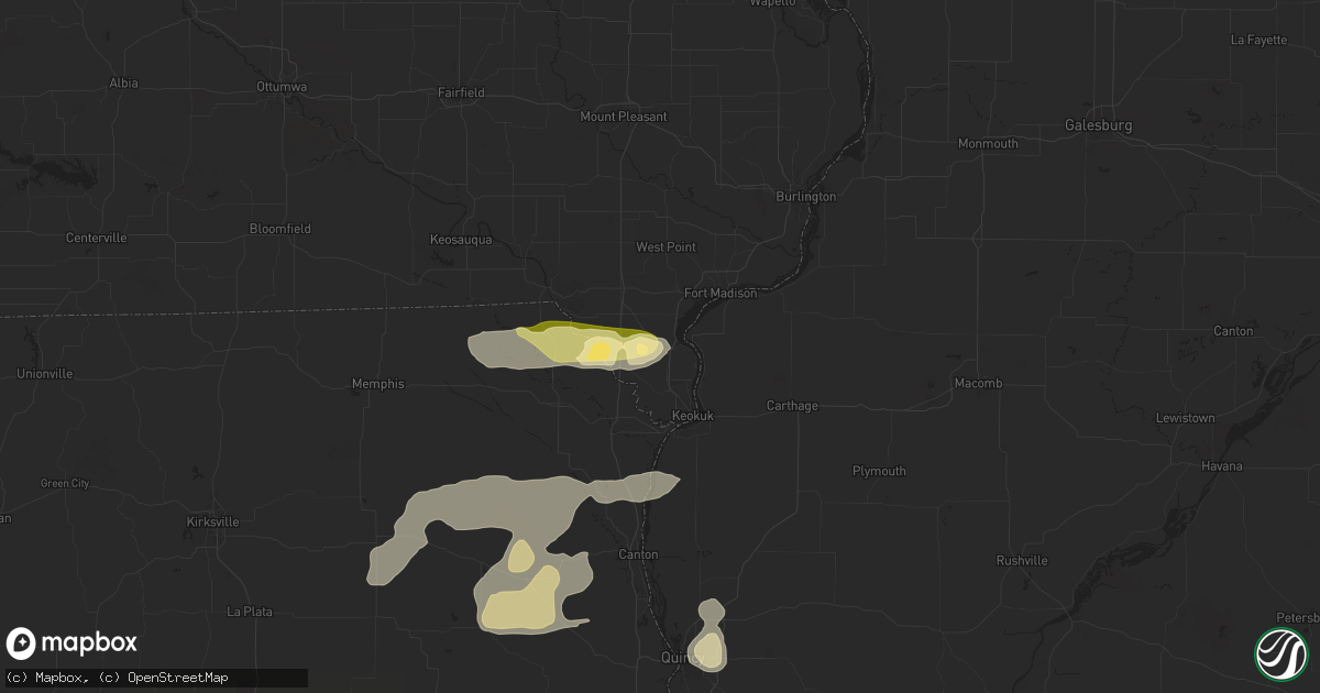 Hail map in Montrose, IA on July 7, 2024