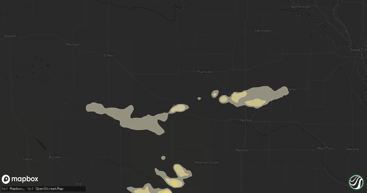 Hail map in Neligh, NE on July 7, 2024