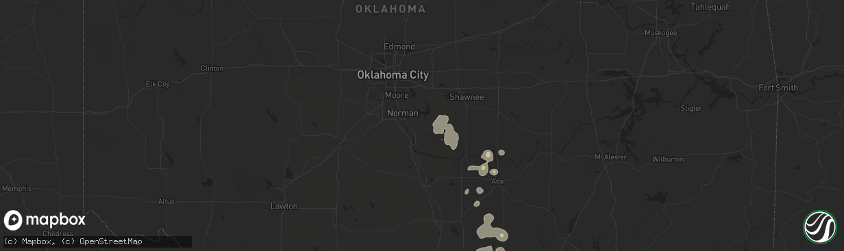 Hail map in Noble, OK on July 7, 2024