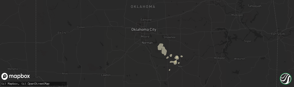 Hail map in Norman, OK on July 7, 2024