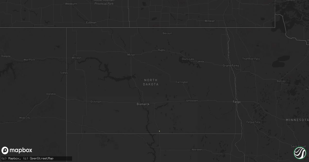 Hail map in North Dakota on July 7, 2024
