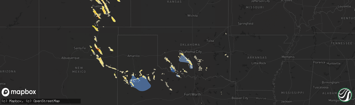 Hail map in Oklahoma on July 7, 2024