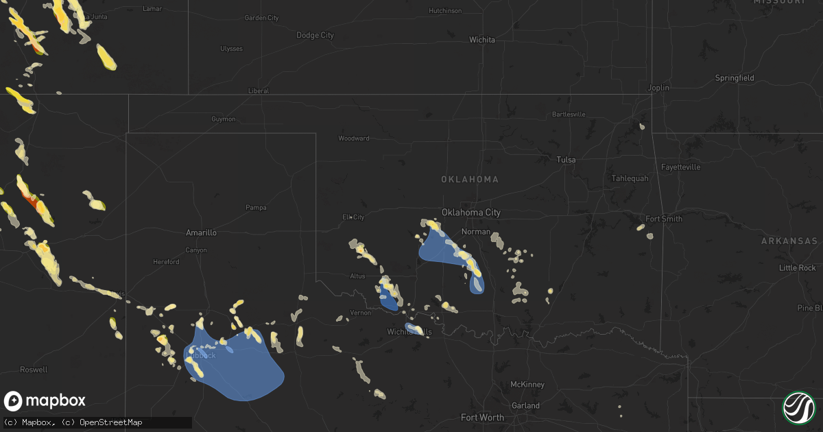 Hail map in Oklahoma on July 7, 2024