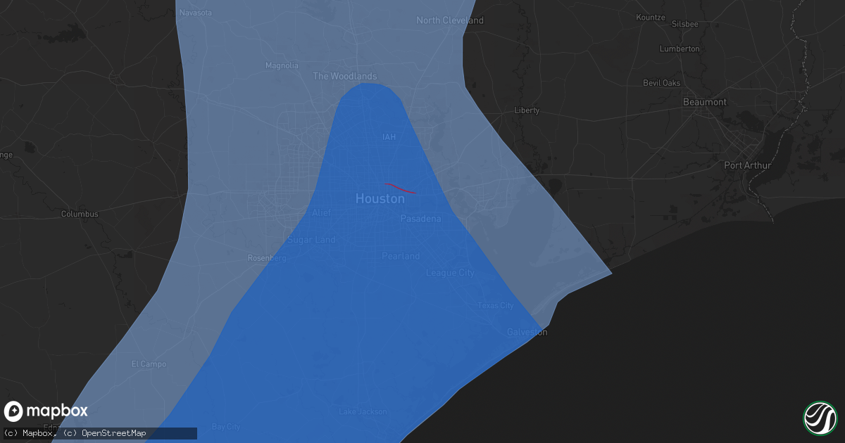 Hail map in Pasadena, TX on July 7, 2024