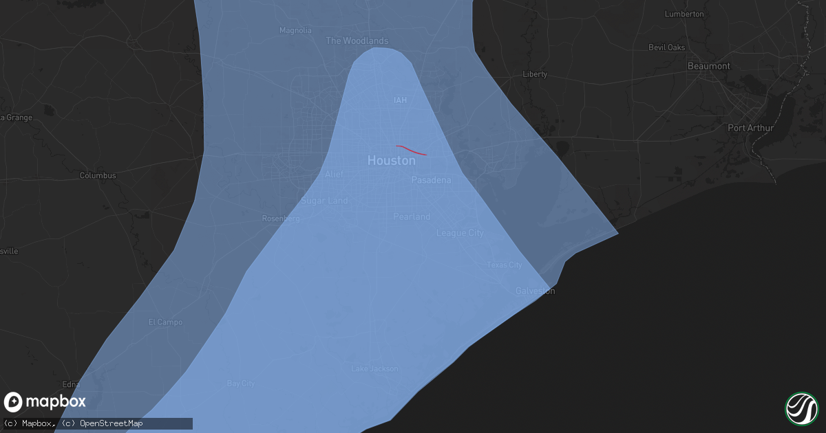 Hail map in Pearland, TX on July 7, 2024